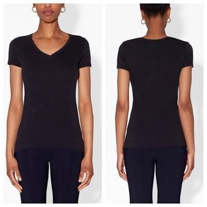 NEW Adam Lippes 100% Pima Cotton V-Neck T-shirt in Black in size 4X/20